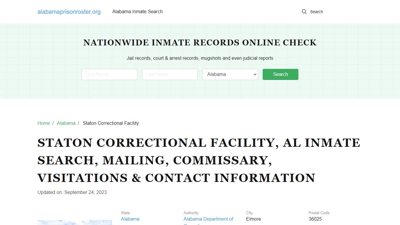 Staton Correctional Facility, AL: Inmate Search, Visitations & Contacts