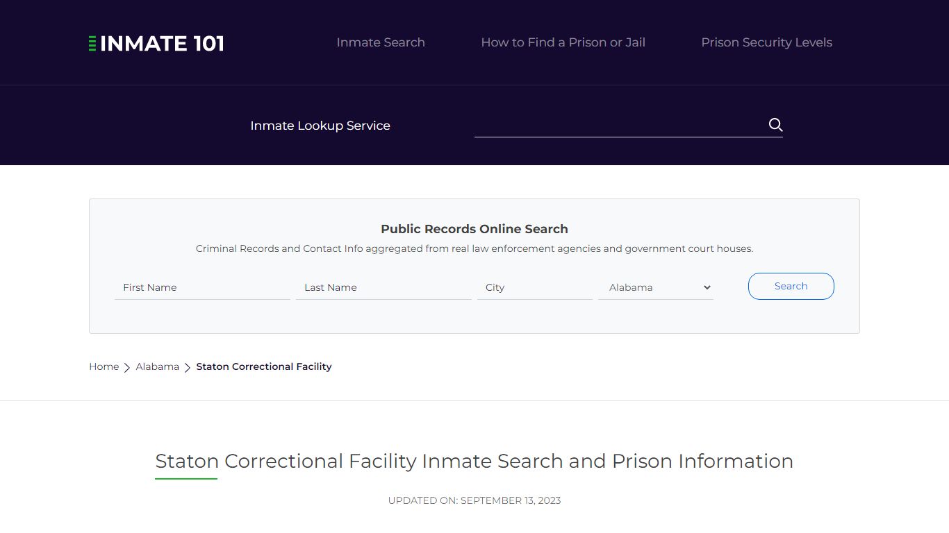 Staton Correctional Facility Inmate Search, Visitation, Phone no ...
